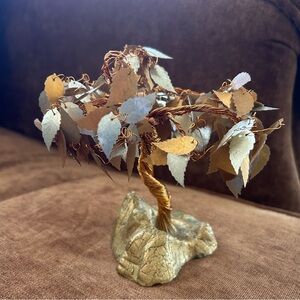 Vintage Artistic Gold Metallic Wire Bonsai Tree
